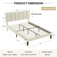 thumbnail image 7 of Taomika, Queen Size Tufted Upholstered Platform Bed Frame with Adjustable Height Headboard-Beige, 7 of 7