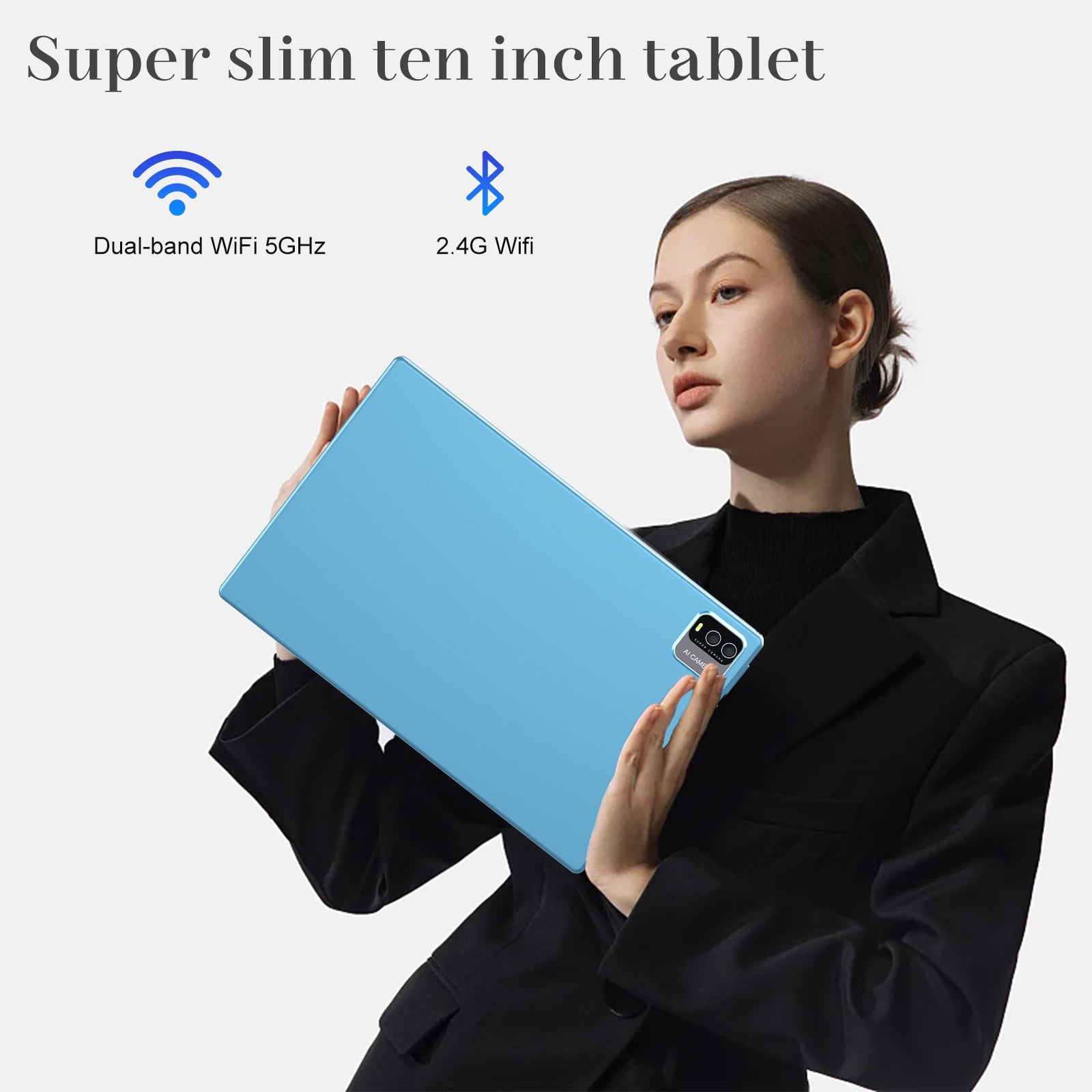 2024 Latest Android 11 Tablet 10 inch 2 in 1 Tablet, 4GB RAM+64GB ROM Tablet, 1.8GHz Quad-core Processer, 1280*800 FHD, 8MP Camera, 2.4G/5G Wi-Fi 6 BT 5.0, Tablets with Keyboard| Mouse| Case| Stylus