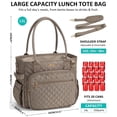 thumbnail image 2 of Insulated Lunch Bag for Women, Quilted Lunch Tote Cooler Bag with 40oz Cup Holder & Strap,14L Leakproof Lunch Box for Work Office Teacher Nurse Picnic Travel, Taupe, 2 of 9