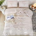 thumbnail image 3 of RYNGHIPY Jacquard Tufts Bedding Set Queen Size 3 Pcs Bohemian Geometric Cream Quilt Sets Soft Lightweight Microfiber Bed Comforter Set for All Seasons (Queen,Cream Beige), 3 of 8