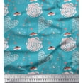 thumbnail image 1 of Soimoi Cotton Duck Fabric Heart,Bee & Floral Artistic Print Fabric by Yard 56 Inch Wide, 1 of 1