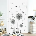 thumbnail image 3 of Pegatinas de pared de diente de león y mariposa Decoración de pared para dormitorio Sala de estar Oficina (negro), 3 of 5