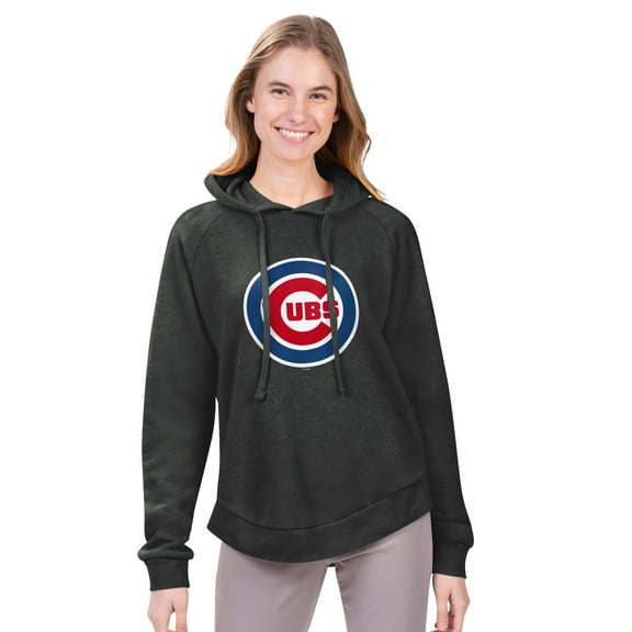Women's-G-III 4Her by Carl Banks Heather Charcoal Chicago Cubs Jordan Angel Raglan Fleece Pullover Hoodie