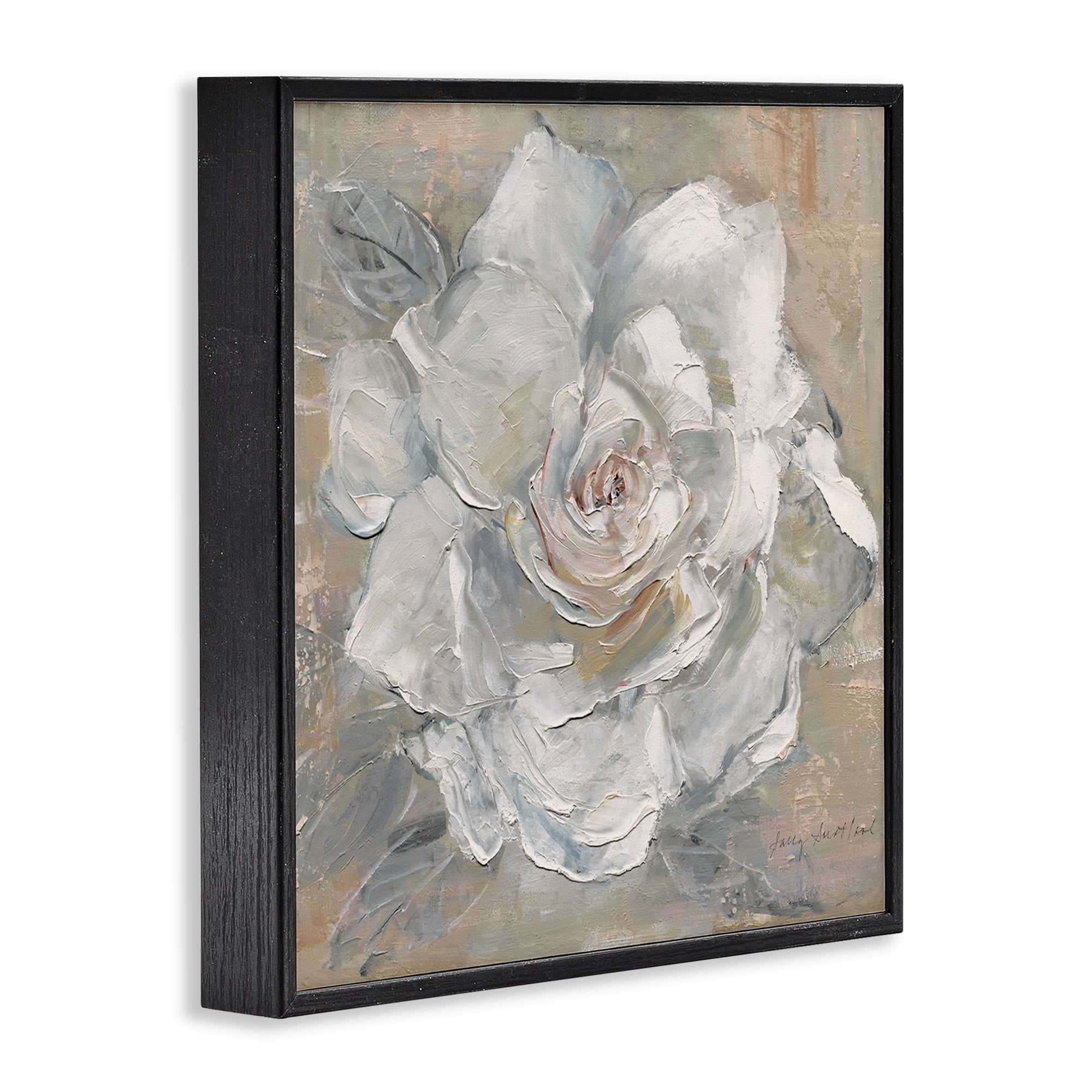 Stupell Industries Paint Streak Rose Botanical & Floral Painting Black Framed Art Print Wall Art, 24 x 24
