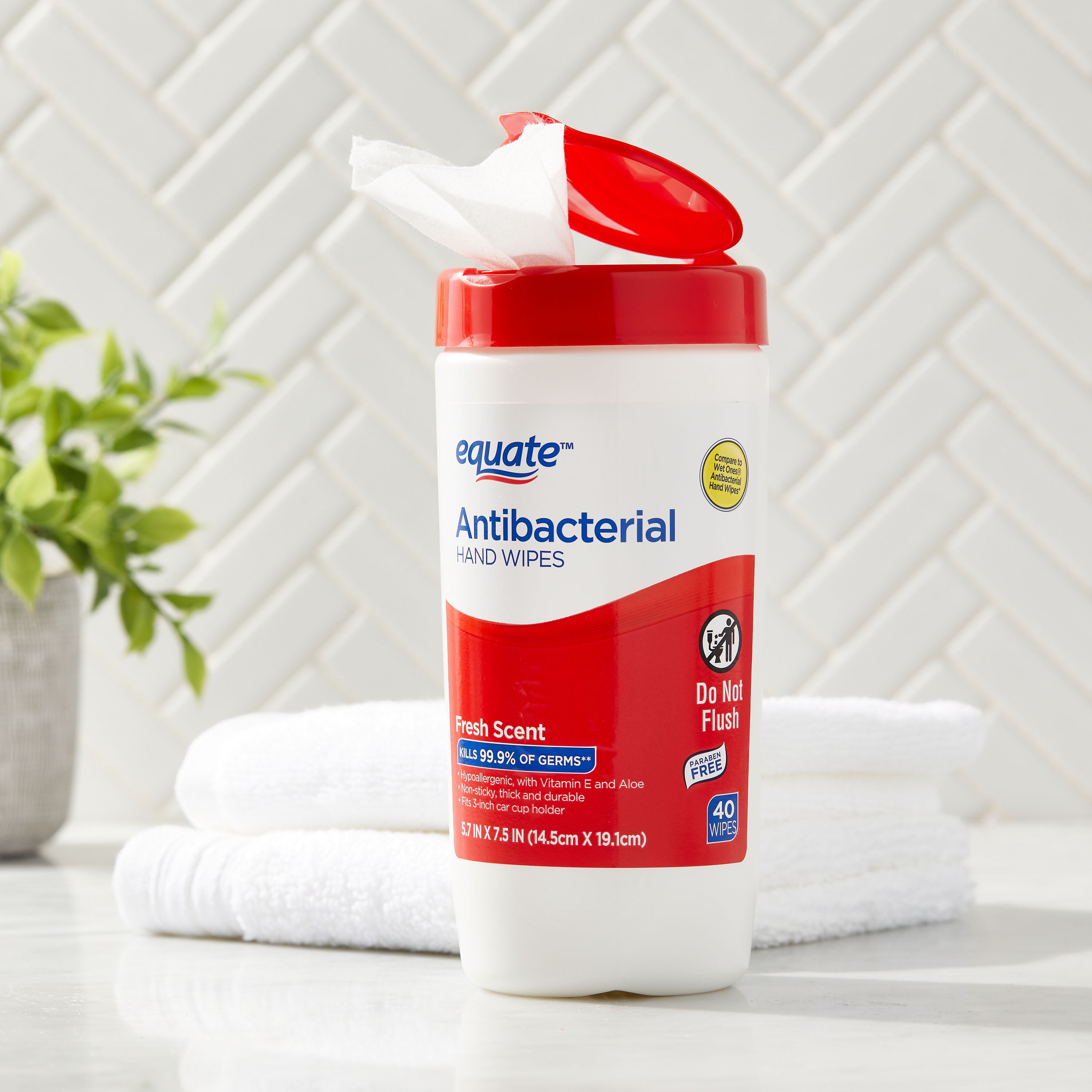 Equate Antibacterial Hand Wipes, Fresh Scent, 40 Wipes