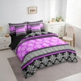 thumbnail image 3 of Feelyou Purple Damask Women Bedding Comforter Set 7pcs, Southwestern King Bedding Sets, 3 of 8