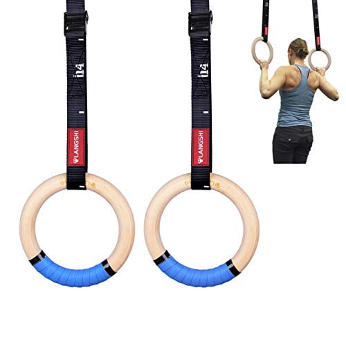 WOODEN GYMNASTIC RINGS FOR MUSCLE PORTABLE OLYMPIC CROSSFIT CORE BODY EXERCISE 