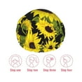 thumbnail image 3 of Yiaed Sunflowers In Vintage Print Reusable Shower Cap & Bath Cap & Lined, Oversized Waterproof Shower Caps Designed for all Hair Lengths, 3 of 7