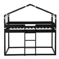 thumbnail image 4 of Kidkapers Quaint Twin House Bunk Bed: Wood Floor Frame with Tent, Kids' Playhouse Bed, Noise-Free, No Box Spring Needed, Espresso Finish, 4 of 5