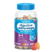Pack Of 2 Digestive Advantage Daily Probiotic Gummies - Natural Fruit Flavors - 60 ct (Packaging May Vary)
