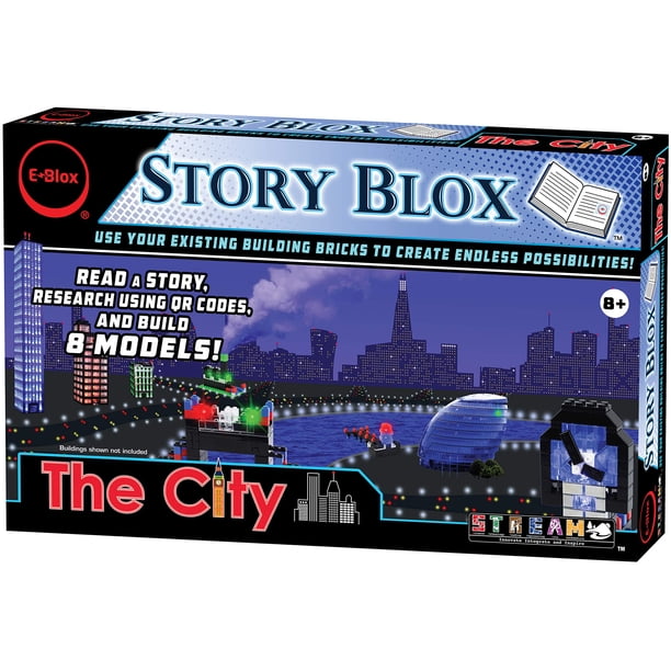 E-Blox Stories Blox Builder - The City Juego de juguetes de bloques de construcción con iluminación LED para niños a partir de 8 años (EBS-City)
