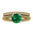 thumbnail image 2 of Clara Pucci 14K Yellow/White Gold Round Cut 1.5Ct Simulated Emerald Engagement Ring + Matching Band - Luxury Box Included, 2 of 7