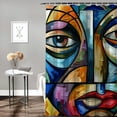 thumbnail image 2 of Pratyus Cubist Art Print Shower Curtain with Hooks, Sustainable Polyester Fiber Bathroom Shower Curtain Set, Various Sizes Available 69x72, 2 of 7