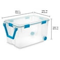 thumbnail image 4 of Sterilite 120 Qt Clear Plastic Wheeled Bin w/Gasket Latch Clear Lid, 6 Pack, 4 of 12