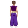 thumbnail image 6 of renvena Boys Prince Outfits Medieval Partywear Open Front Vest Waistcoat with Harem Pants Purple 14, 6 of 7
