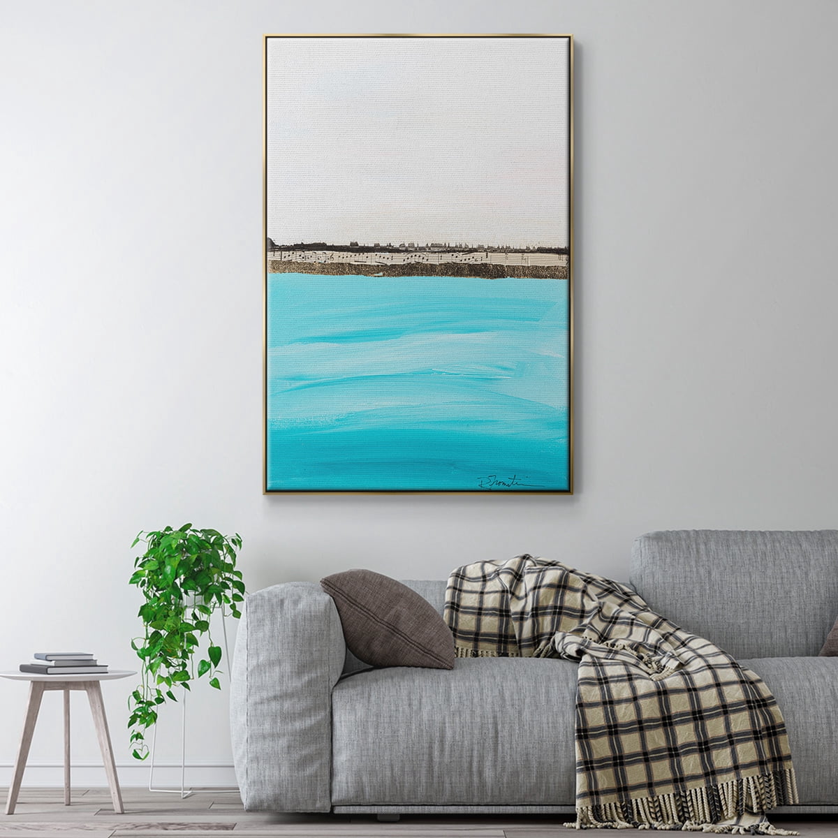 Harmony in Turquiose Framed Premium Gallery Wrapped Canvas - Ready to Hang