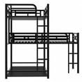 thumbnail image 6 of Euroco Metal Twin Size 3-in-1 Triple Bunk Bed, Twin over Twin over Twin Bed for Kids Teens Room, L-Shaped Three Beds with Ladders and Safety Guardrails for Limited Rooms, Black, 6 of 11