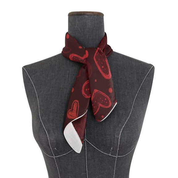 Square Scarf 24x24 Inch Rustic Red Polka Dot Hearts Silky Satin Sun Protection Neck Scarf for Women Multi-Purpose Head Wrap Bandana for Hair Bag Decoration