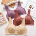 thumbnail image 4 of Tweang 3PC Wide Straps Bra Anti Sagging Bra V Neck bralettes for women Soft Silky Bras with Support and Lift Stretch Support Soft Everyday Bra Plus Size Bras Lightweight Lightly Thin Bras Z2-Red 5XL, 4 of 5