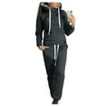 thumbnail image 2 of Baqcunre Women's Two-Piece Fleece Fashion Casual Sports Hoodie and Sweatpant Set,Color Black,Size S-3XL, 2 of 5