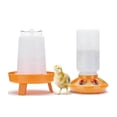 thumbnail image 1 of Top Filling Chick Feeder and Waterer Kit , Chick Feeder and Waterer with 3 Heights Adjustable Legs for Chicks Orange, 1 of 5