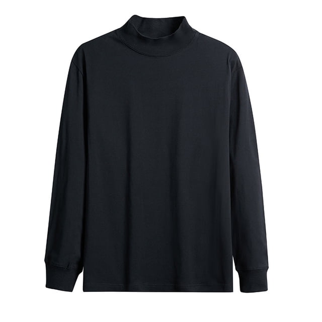 Blusa y camisas de cuello alto de manga larga para hombre, moda casual, cómoda, lisa, holgada, de manga larga, con cuello redondo, sudaderas, blusa tipo pulóver, blusa de poliéster para hombre.