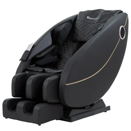 Zero Gravity Full Body Electric Shiatsu Massage Chair Recliner with Built-In Heat Foot Roller Air Massage System LSS-Track Stretch Vibrating Audio for Home Office,Black