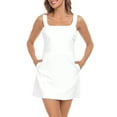 thumbnail image 6 of HDE Women's Linen Mini Dress Summer Dresses with Pockets White - XL, 6 of 7