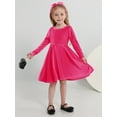 thumbnail image 2 of SILVERCELL 1-9T Toddler Girls Christmas Velvet Twirl Dresses + Headband, Little Girl Casual Long Sleeve Swing A-Line Skater Party Dress, 1-9 Years, Rose Red, 2 of 8