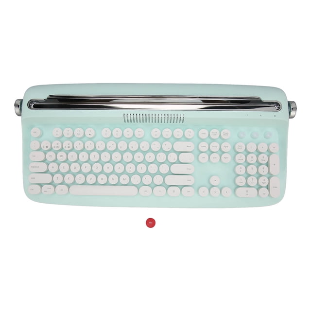 Teclado inalámbrico para máquina de escribir, estilo retro, 104 teclas, BT5.0, soporte integrado, para tableta, teléfono inteligente, portátil, color verde
