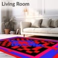 thumbnail image 2 of ODIKA 5'x7' Machine Washable Non-Slip Area Rug, Checkerboard Motif with Vibrant Scarlet and Black Contrast High Traffic Rug, Red, 615442, 2 of 7
