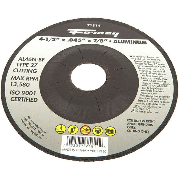 Forney Cut-Off Wheel Aluminum Type 27 AL46N-BF - 7/8-Inch Arbor - 4-1/2 x .045 Inch