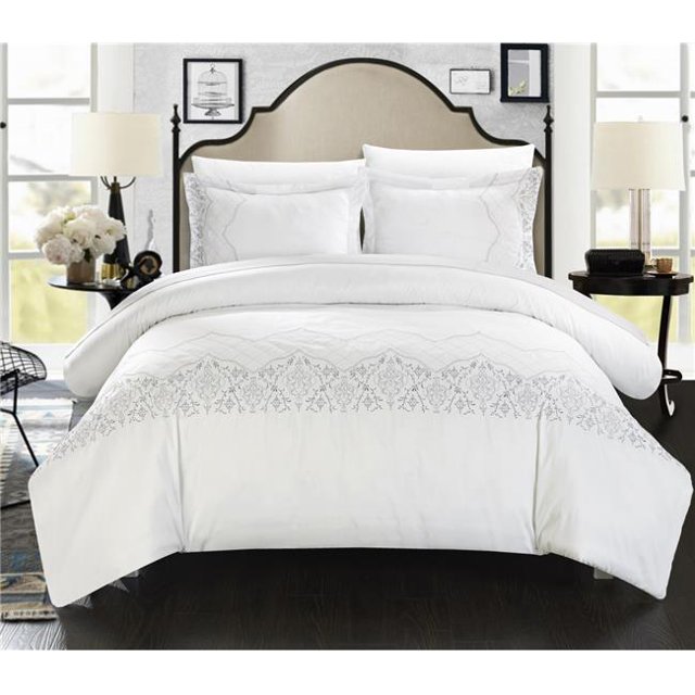 Chic Home DS3560-US Saraphina Brodé Ensemble de Couette de Collection de Mariée - Blanc - Grand - 3 Pièces
