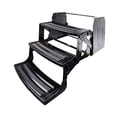 thumbnail image 3 of Lippert Components Entry Step 432690 3 Manual Folding Steps; 24 Inch Width x 7 Inch Depth; With 9 Inch Rise; Bolt On; Radius Corner With Diamond Groove Tread; Powder Coated Black Heavy Gauge Steel, 3 of 4