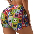thumbnail image 2 of Xecao Colorful Bulldog Print Workout Shorts for Women Soft Smooth Gym Yoga Scrunch Active Tennis Workout Running Shorts, 2 of 9