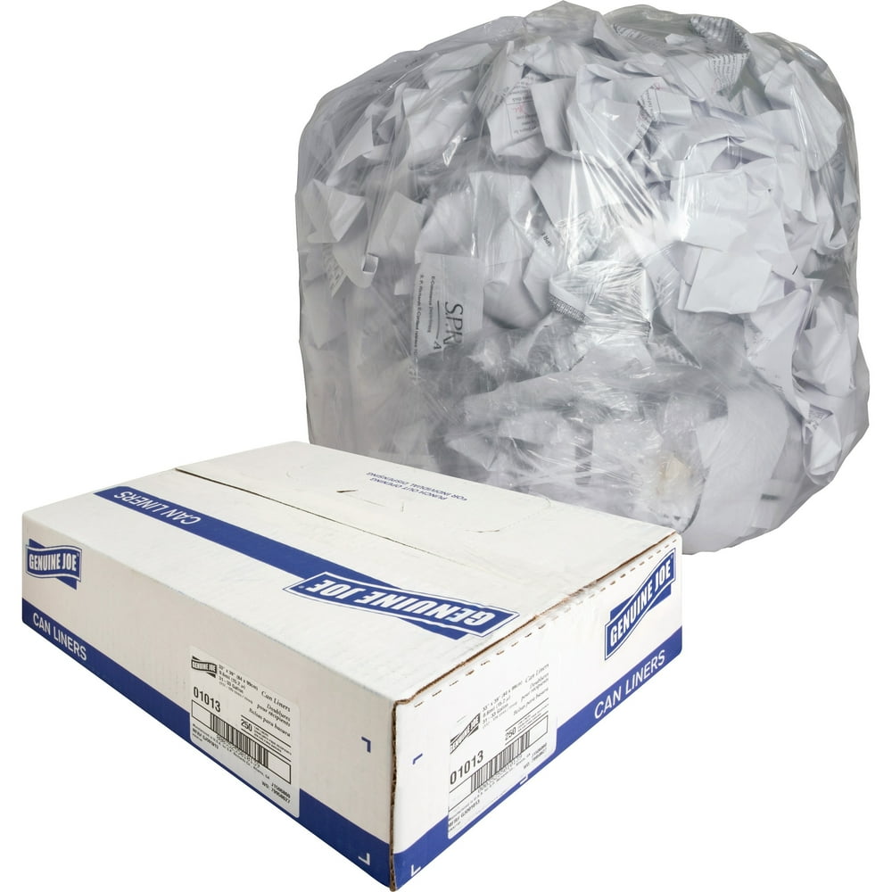 Genuine Joe, GJO01013, Clear Trash Can Liners, 250 / Carton, Clear, 33