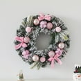 thumbnail image 2 of Pastel Christmas Door Wreath, Candy Cane Pine Wreaths for Front Door with Pink and Gold Ball Pink Bows for Fireplace Xmas Decorations, Wall Party Staircase Indoor Outdoor Holiday Decor, 2 of 9