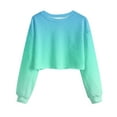 thumbnail image 4 of Kaemgyyd Womens Cropped T Shirts Casual Crew Neck Long Sleeve Gradient Baisc Tees Workout Loose Athletic Gym Running Tops, 4 of 4