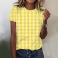 thumbnail image 2 of Comdrip Womens Tops Casual, Women Fashion Casual Top Shirt Short Sleeve Round Neck Printed T Shirt Elegant Loose Soft Top Blouse Womens Tops Yellow L, 2 of 9