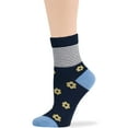 thumbnail image 4 of 7BIGSTARS KINGDOM Women's Bamboo Diabetic Quarter Patterned Socks - 4 Pack Medium-Extra Wide Dot, Argyle, Flower, Stripe - Sock Size 9-11 Shoe Size 5-9 M Denim Blue, Navy, Orange, 4 of 9
