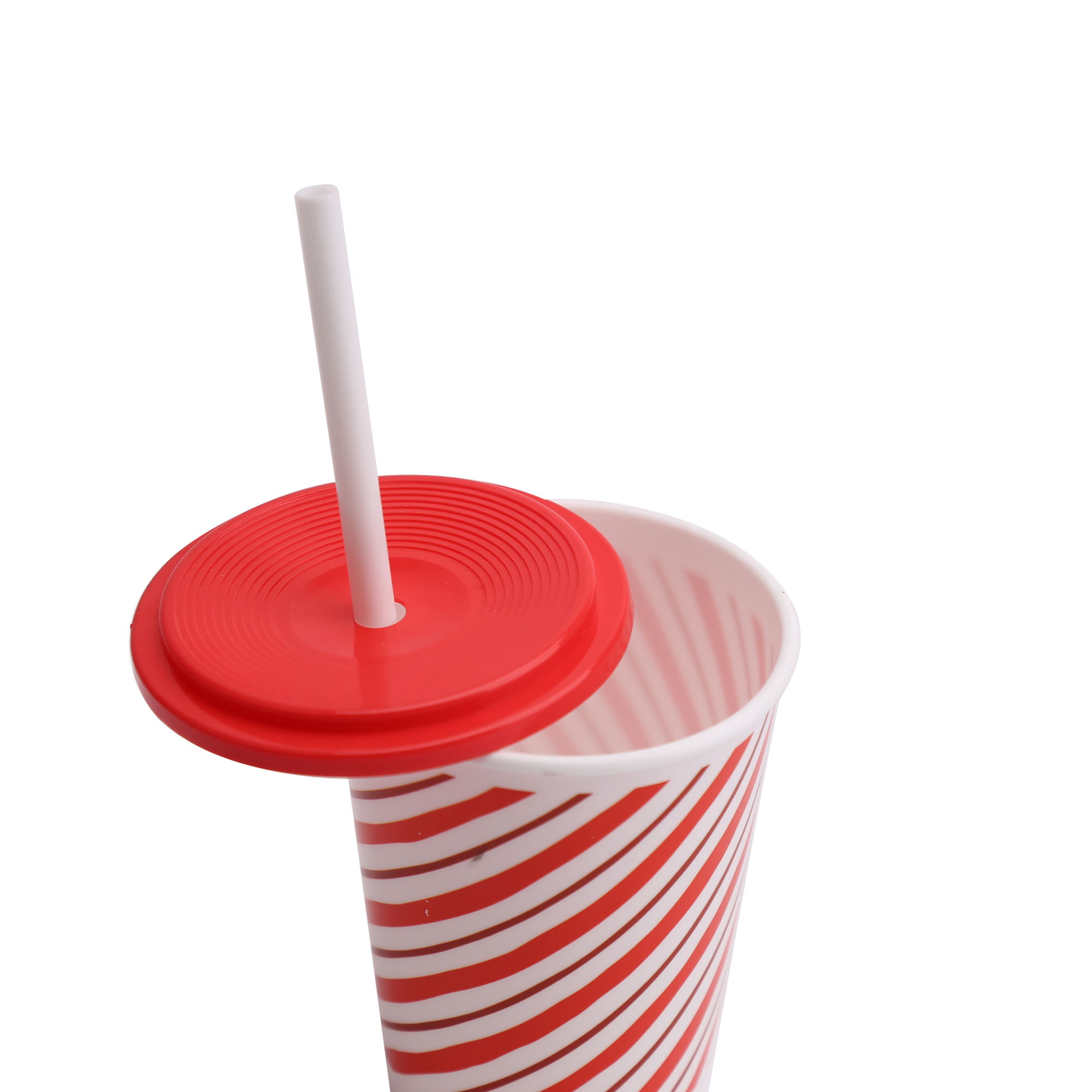 Christmas Candy Cane Party Cups Kids Table Cup Lids Straws Disposable
