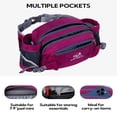 thumbnail image 3 of WATERFLY Unisex Large Capacity Hiking with Bottle Holder Nylon Fanny Pack Waist Bag,Rose Red, 3 of 7