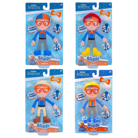Blippi Bendables 5" Action Figures SET OF 4 - Blippi, Fireman, Explorer, Construction