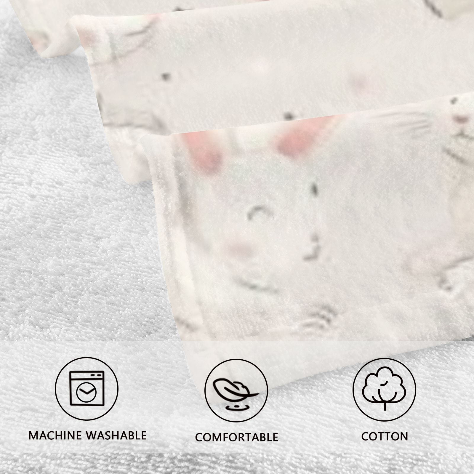 Cute Rabbits Hand Towels Cotton Bath Towels Large Face Towels Absorbent for Bathroom 2 Packs