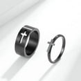 thumbnail image 2 of 2/8mm Black Silver Band Mens Women's 316L Stainless Steel Cross Rings Size 5-12, 2 of 9