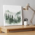 thumbnail image 4 of Ships Next Day Canvas Wall Art 10"x10", Foggy Forest Wood Framed Canvas Print Painting, Green Mist Mountain Natural Landscape Ready to Hang Small Picture Wall Decor for Home Kitchen Nursery Office, 4 of 9