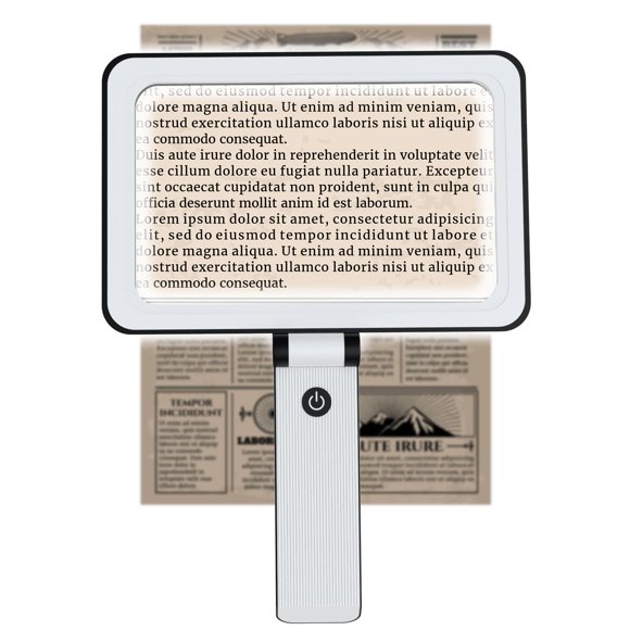 Lupa de Mano Plegable con Luz y Lentes Acrílicos 5X, Lupa Rectangular Ligera para Lectura de Personas Mayores, Trabajo de Precisión y Observación de Sellos