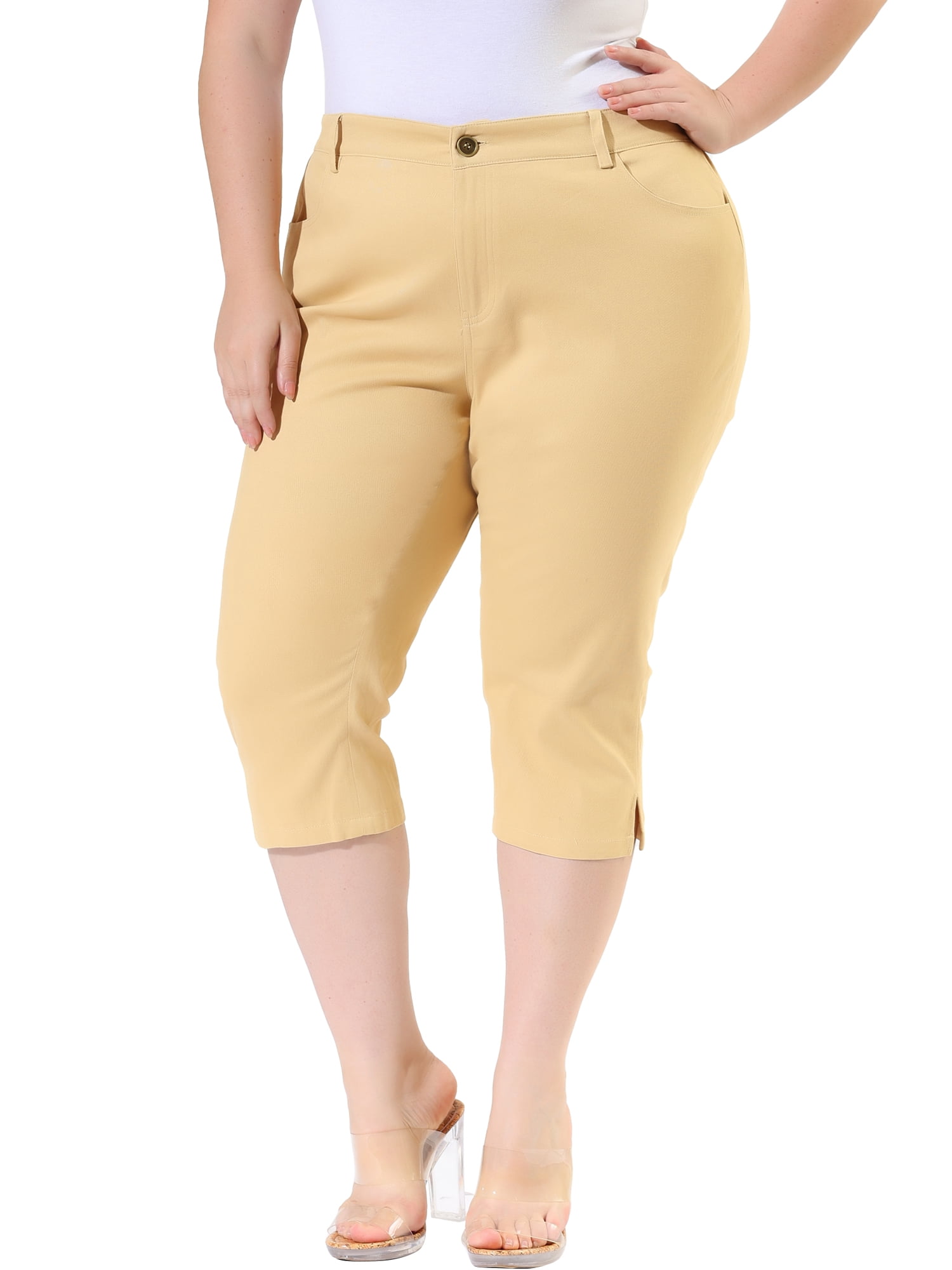 WOMEN'S CAPRI  PANTS WITH BUTTONS AND REAR POCKET 