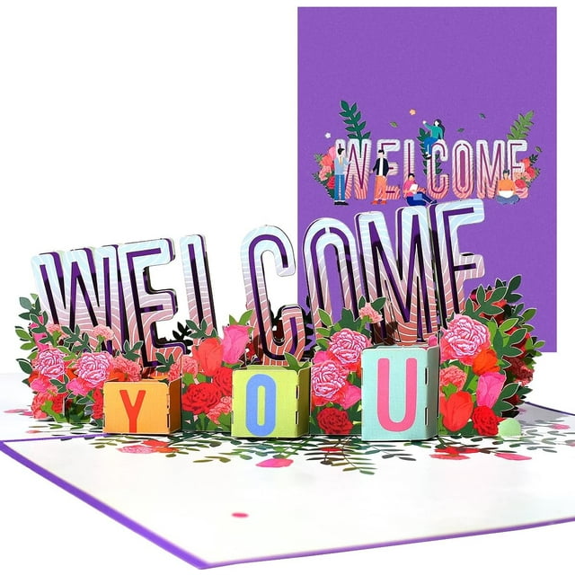 CNLITIHEKA 3D Welcome You Card, Pop Up Welcome Greeting Card, Welcome Home Card, Includes Envelope.
