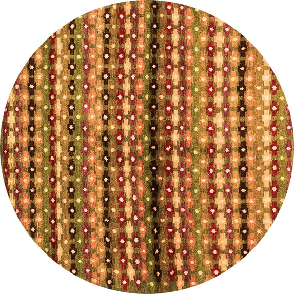 Ahgly Company Indoor Round Abstract Orange Contemporary Area Rugs, 4' Round